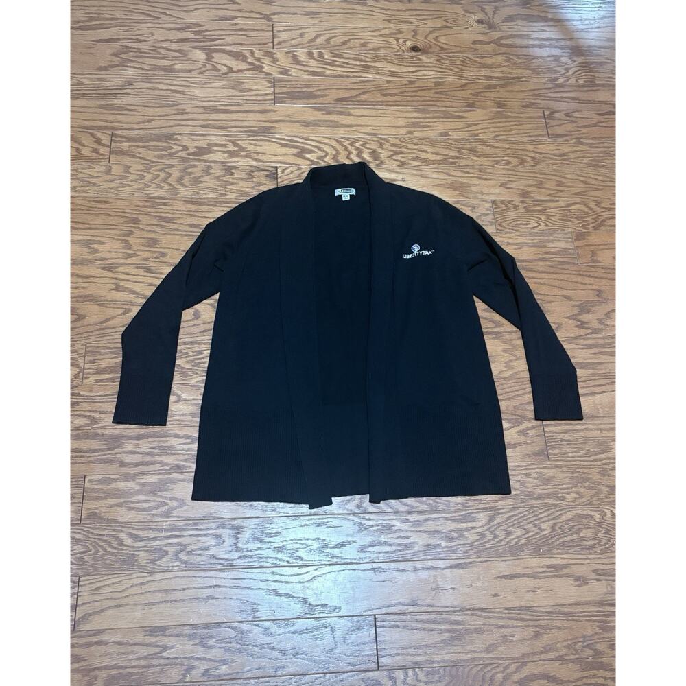 Edwards Liberty Tax Women's Black Long Sleeve Open Front Cardigan Sweater, Sz M